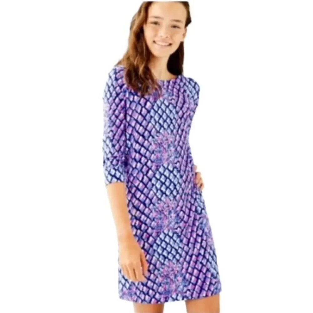 Lilly Pulitzer 8 Pineapple Geometrical Quarter Sleeve Shift Sophie Dress